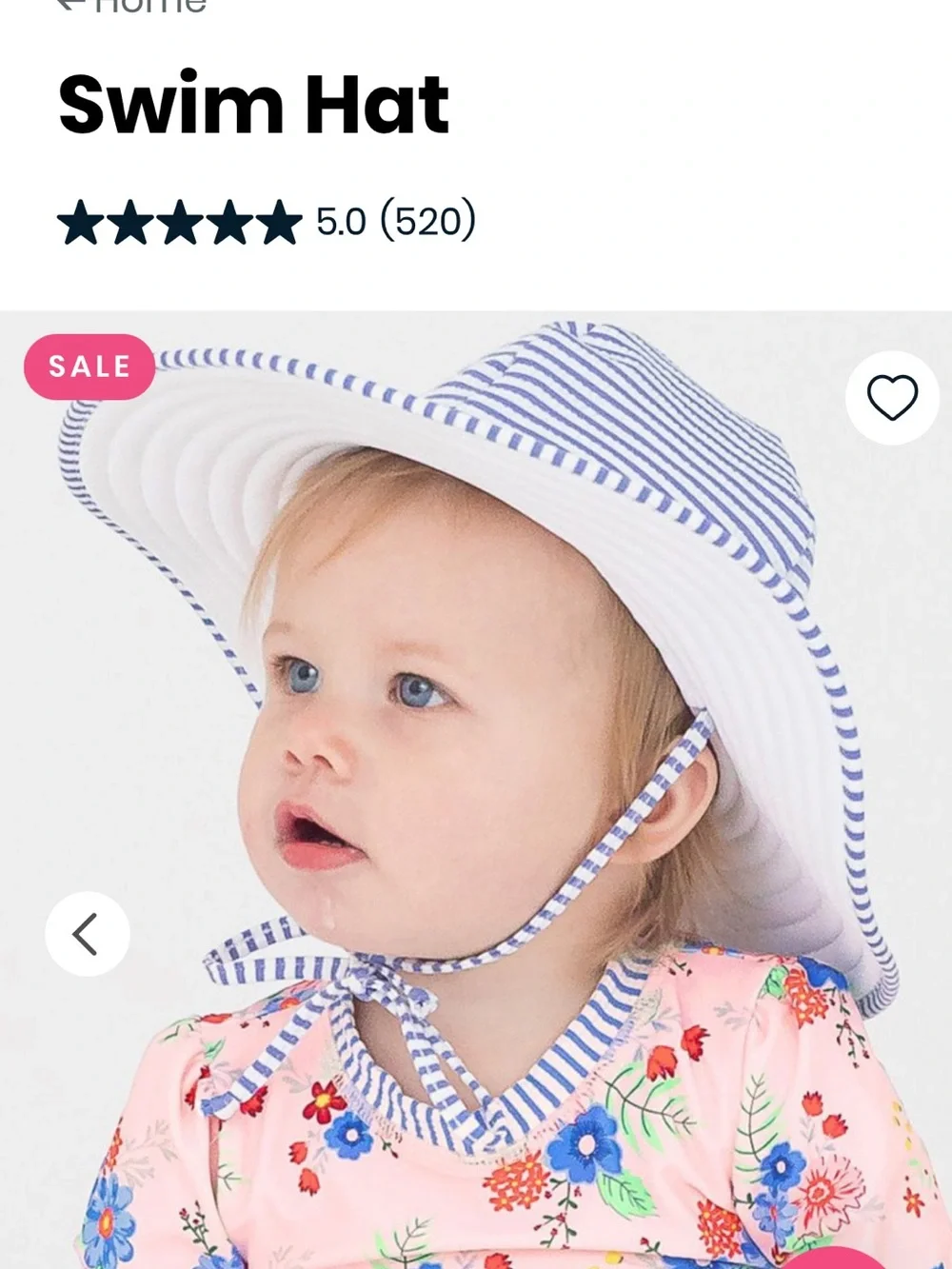Ruffle Butts Blue & White striped and Pink Dot Swim Hat 0-12 month